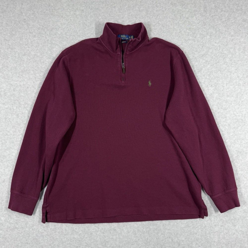 Polo by Ralph Lauren Burgundy Quarter Zip Sweater - Picture 2 of 12